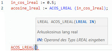 Beispiele f&uuml;r strukturierten ACOS_LREAL-Text