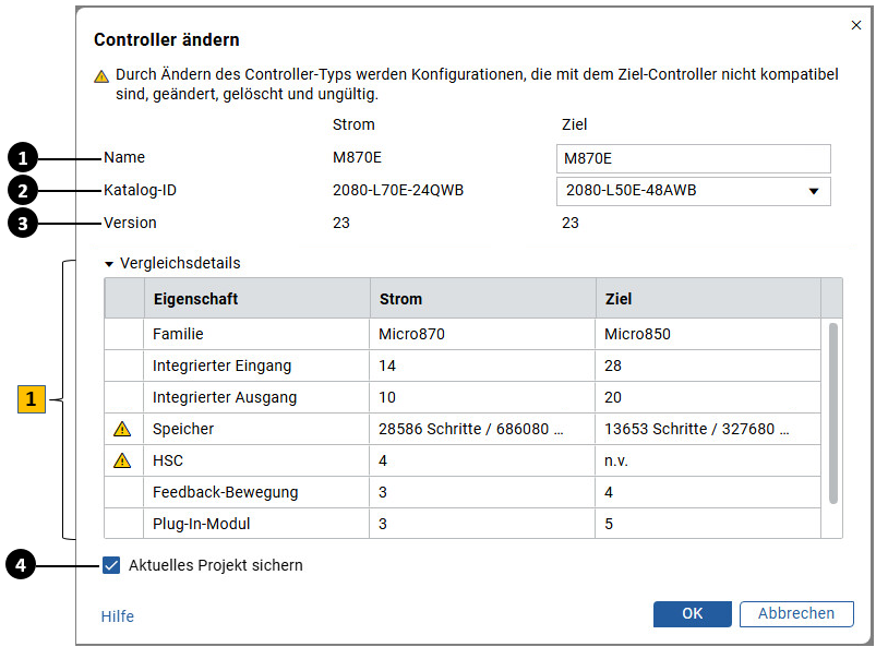 Dialogfeld &bdquo;Controller wechseln&ldquo;