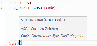 Beispiel f&uuml;r strukturierten CHAR-Text
