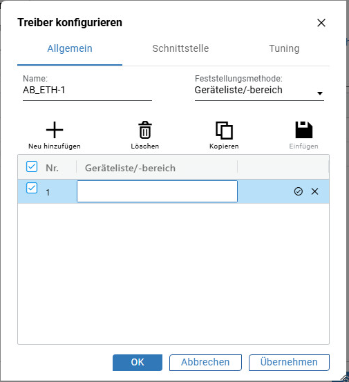 Dialogfeld „Treiber konfigurieren“
