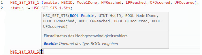 Beispiel f&uuml;r strukturierten HSC_SET_STS-Text