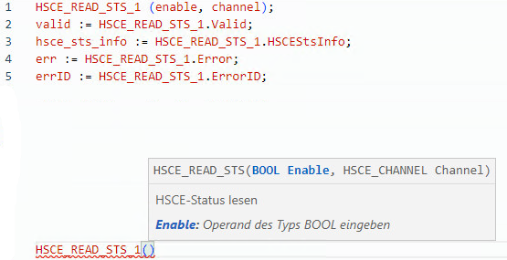 Beispiel f&uuml;r strukturierten HSCE_READ_STS-Text