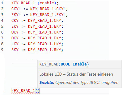 Beispiel f&uuml;r strukturierten KEY_READ-Text