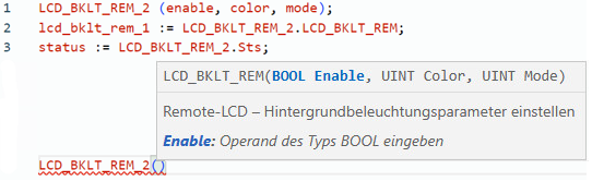 Beispiel f&uuml;r strukturierten LCD_BKLT_REM-Text