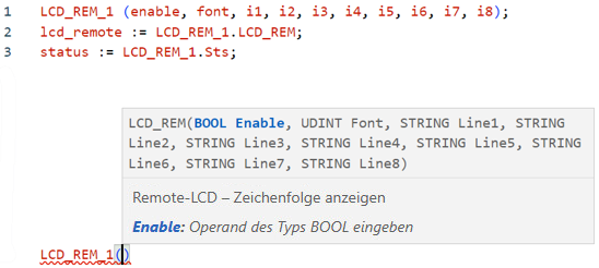 Beispiel f&uuml;r strukturierten LCD_REM-Text