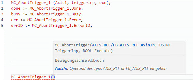 Beispiel f&uuml;r strukturierten MC_AbortTrigger-Text