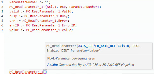 Beispiel f&uuml;r strukturierten MC_ReadParameter-Text