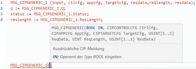 Beispiel für strukturierten MSG_CIPGENERIC-Text