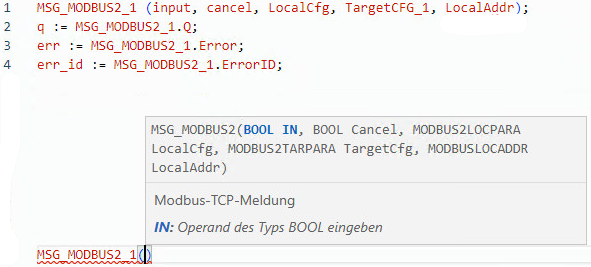 Beispiel f&uuml;r ein Programm eines strukturierten MSG_MODBUS2-Texts