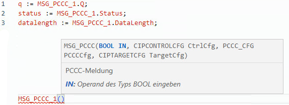 Beispiel f&uuml;r ein Programm eines strukturierten MSG_PCCC-Texts