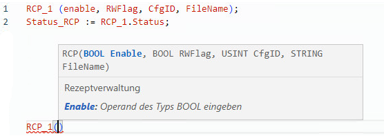 Beispiel f&uuml;r strukturierten RCP-Text