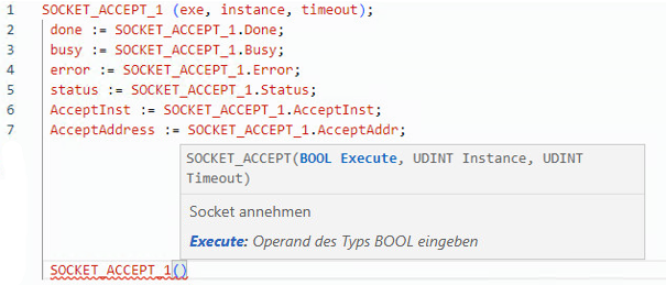 Beispiel für strukturierten SOCKET_ACCEPT-Text