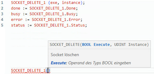 Beispiel für strukturierten SOCKET_DELETE-Text