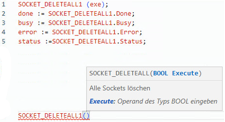 Beispiele für strukturierten SOCKET_DELETEALL-Text