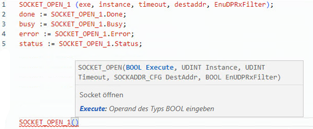 Beispiel für strukturierten SOCKET_OPEN-Text