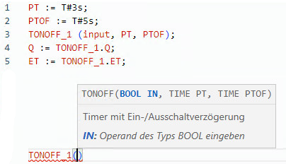 Beispiel f&uuml;r strukturierten TONOFF-Text