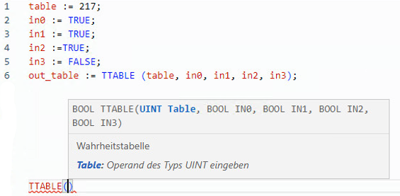 Beispiel f&uuml;r strukturierten TTABLE-Text