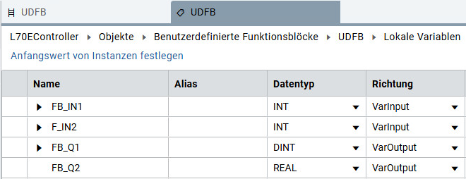 Lokale BDFB-Variablen
