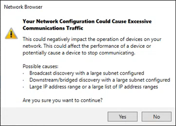Network browser warning