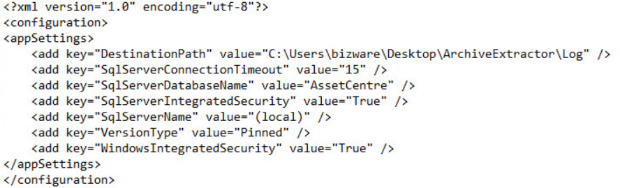 Archive Extractor Config Information
