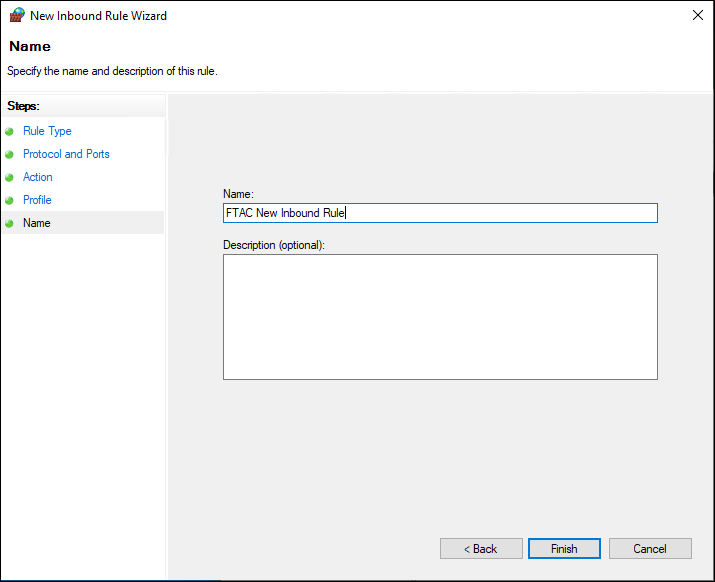 Configure a firewall rule step 7