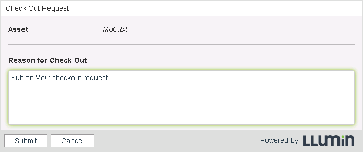 MoC check out form