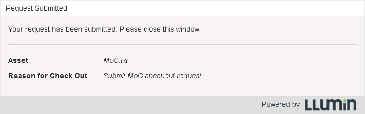MoC submitted form