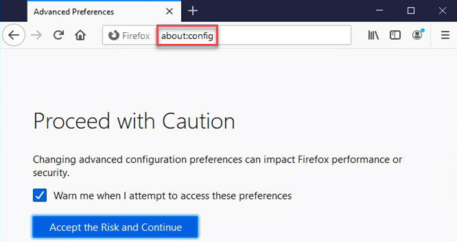 Config Firefox step1
