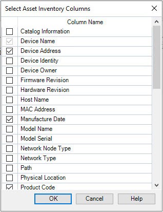 Columns - Device tab