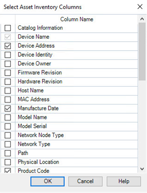 set columns - devices tab