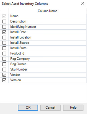 set columns - software tab