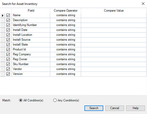 Search - Software tab