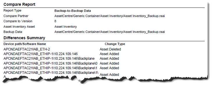Compare Report - Asset Inventory