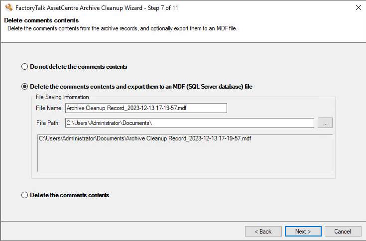 KB_FTAC Archive Cleanup Wizard Step7