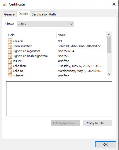 detalis of server certificate