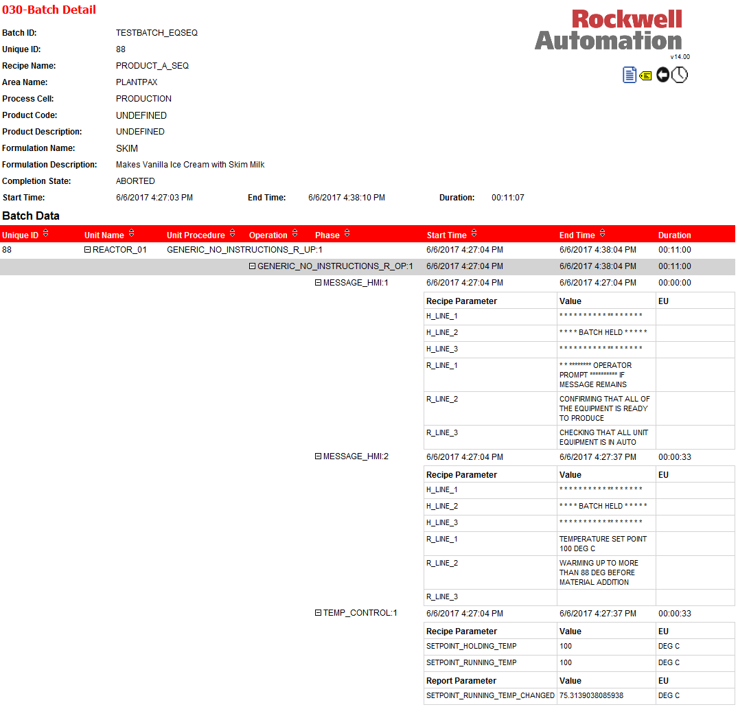 EA Batch Detail Report