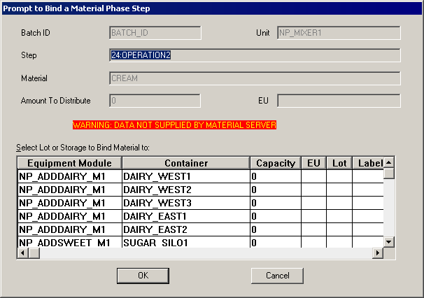 ePro_MBR Material Phase Prompt to Bind dialog