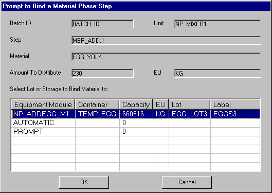 ePro_Prompt to Bind Material Phase dialog box