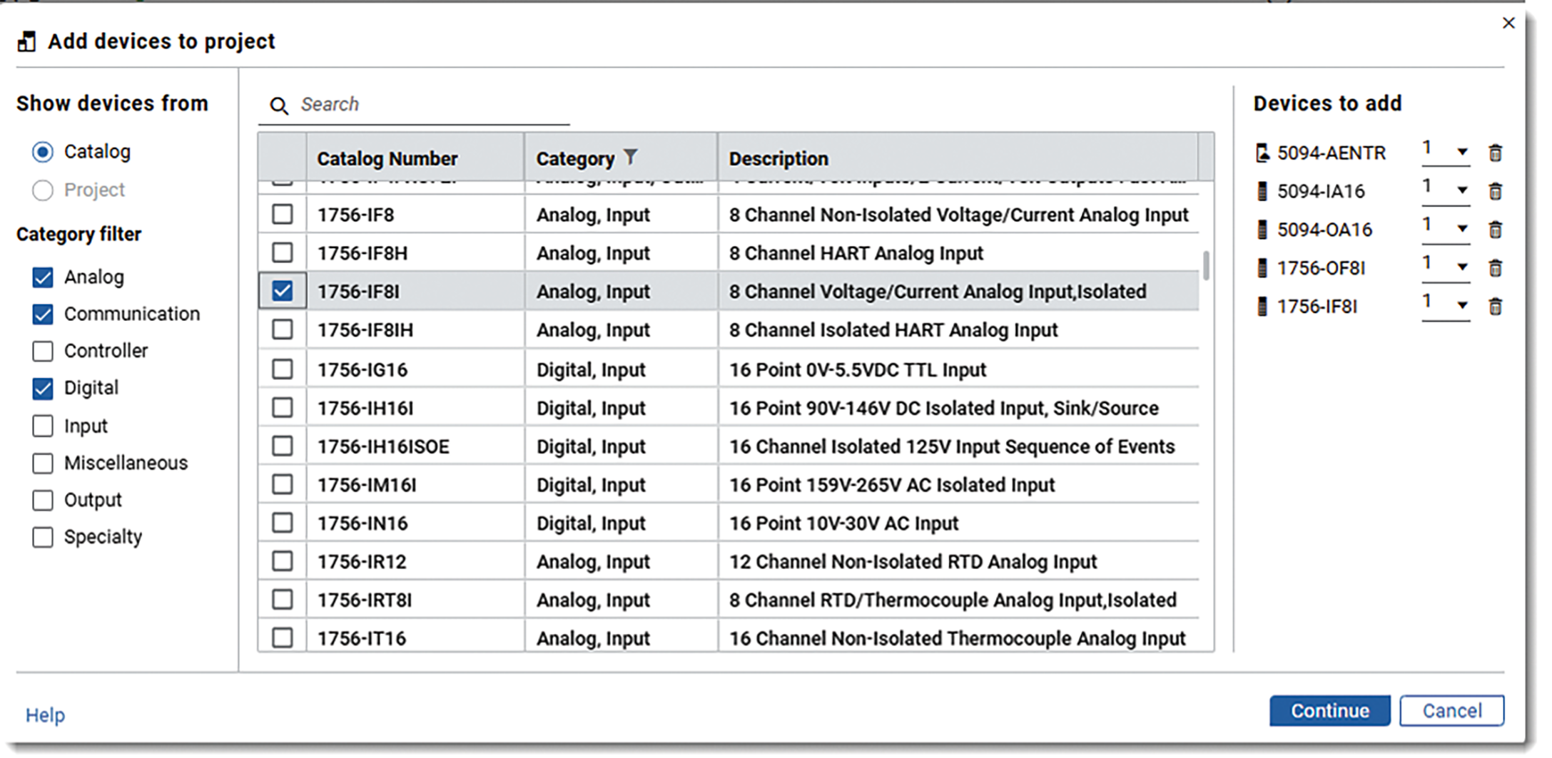 This image shows the selected to add to the project as unassigned.