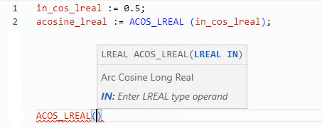 ACOS_LREAL structured text examples