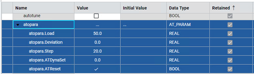 Set AutoTune parameters.