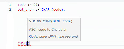 CHAR structured text example