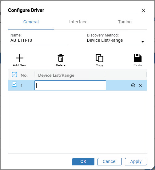 Configure Driver dialog