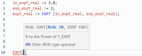 EXPT_REAL structured text example