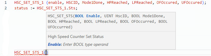 HSC_SET_STS structured text example