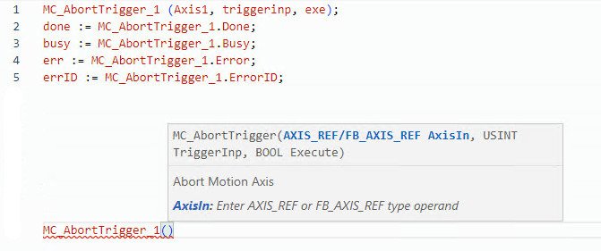 MC_AbortTrigger structured text example