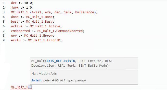 MC_Halt structured text example