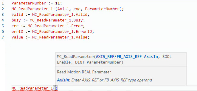MC_ReadParameter structured text example