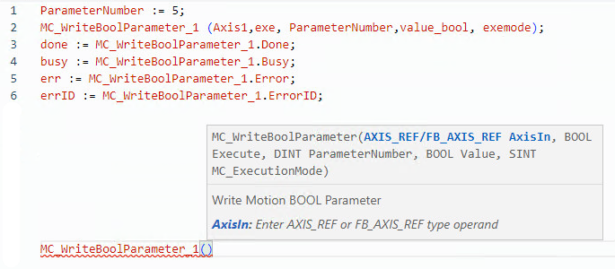 MC_WriteBoolParameter structured text example