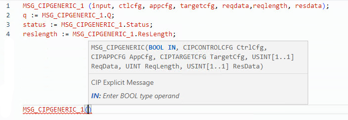 MSG_CIPGENERIC structured text example